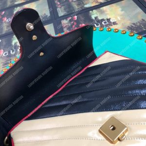 Gucci GG Marmont Small Top Handle Bag Black Beige Matelassé - Image 9