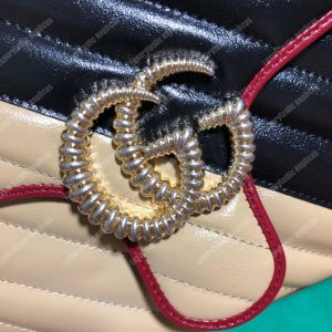 Gucci GG Marmont Small Top Handle Bag Black Beige Matelassé - Image 4