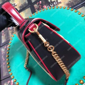 Gucci GG Marmont Small Top Handle Bag Black Beige Matelassé - Image 5