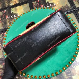 Gucci GG Marmont Small Top Handle Bag Black Beige Matelassé - Image 6