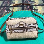 Gucci Online Exclusive Ophidia Mini Bag Cream & Brown Snakeskin Trim