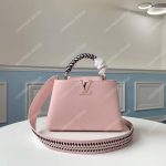 LV Capucines PM Handbag Taurillon Leather Pink/Navy Blue