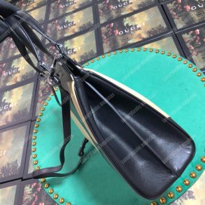 Gucci Zumi Diagonal Stripe Medium Top Handle Bag Black Beige - Image 8