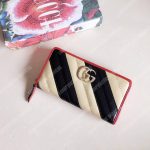 Gucci GG Marmont Zip Around Wallet Black Beige Matelassé