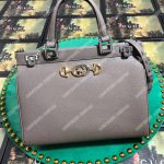 Gucci Zumi Grainy Leather Medium Top Handle Bag Dusty Gray