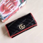 Gucci GG Twisted Marmont Leather Continental Wallet Black