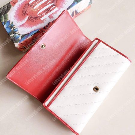 Gucci GG Marmont Zip Around Wallet White Matelassé - Image 4