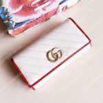 Gucci GG Twisted Marmont Leather Continental Wallet White