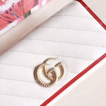 Gucci GG Marmont Zip Around Wallet White Matelassé - Image 3