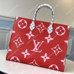 LV Onthego Monogram Toron Handle Rouge Tote Bag GM