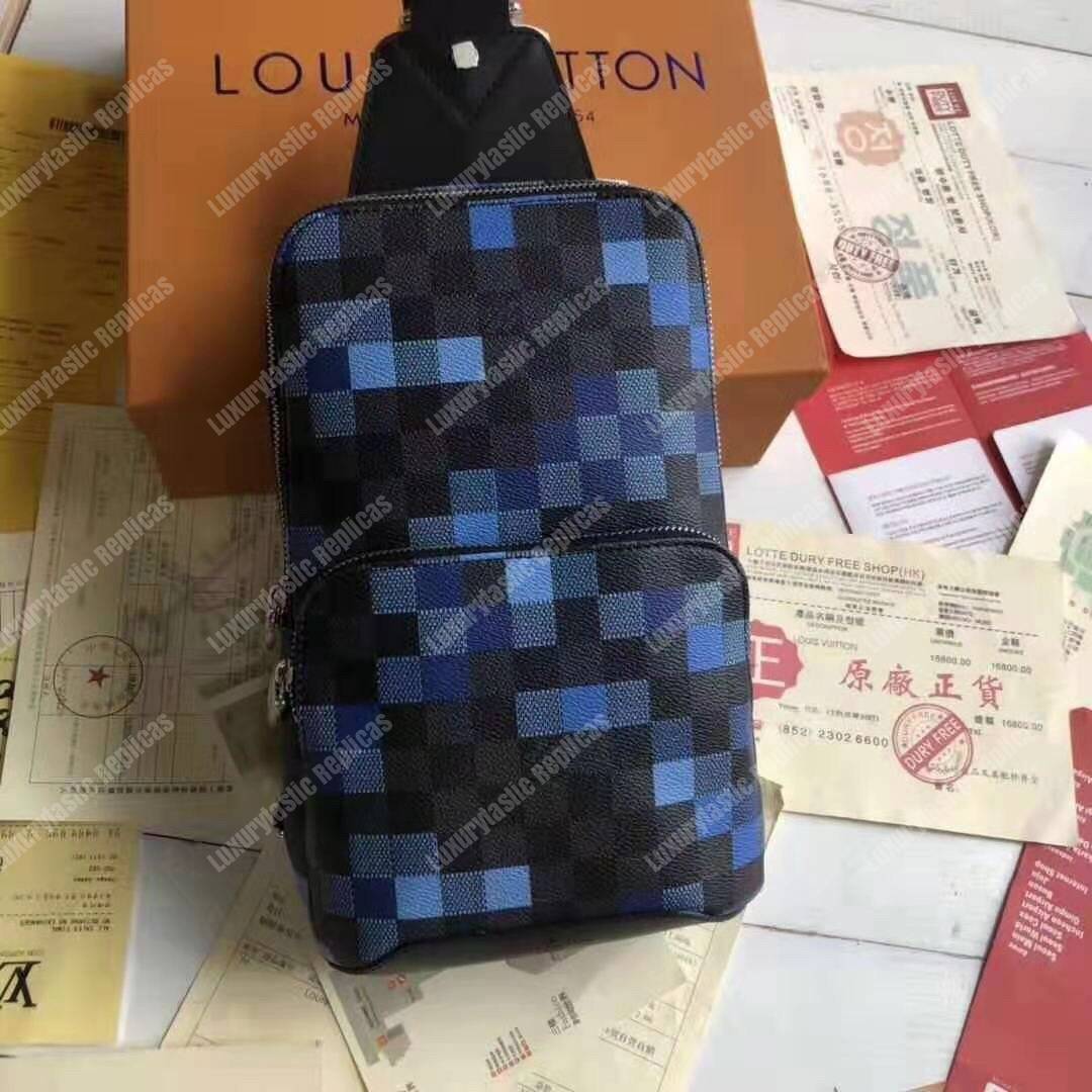 Louis Vuitton Sling Bag Avenue Damier Graphite Pixel Blue in