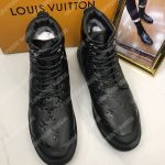 LV Leather Monogram Ankle Boots Black