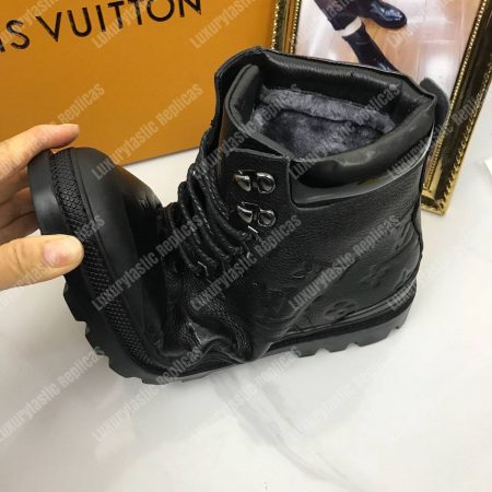 LV Leather Monogram Ankle Boots Black - Image 3