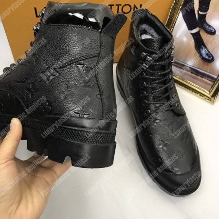 LV Leather Monogram Ankle Boots Black - Image 4