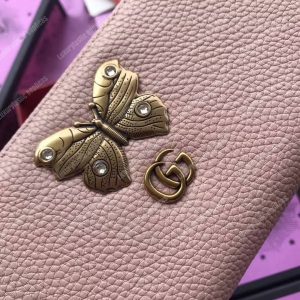 Gucci GG Leather Zip Around Wallet With Butterfly Light Pink - Image 9