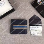Prada Saffiano And Crocodile Leather Wallet Navy Blue Grey/Dark Blue Crocodile Insert