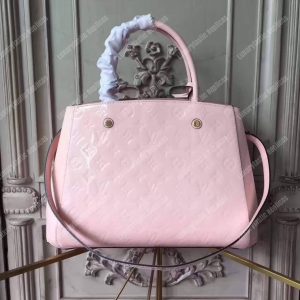 LV Montaigne MM Tote Bag Monogram Vernis Rose Ballerine - Image 5