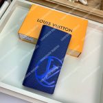 LV Brazza Wallet Epi Leather Marine Bleu Initials