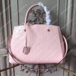 LV Montaigne MM Tote Bag Monogram Vernis Rose Ballerine
