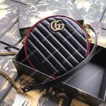 Gucci GG Marmont Mini Round Shoulder Bag Black Cerise