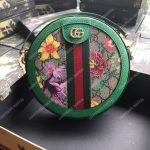 Gucci Ophidia GG Flora Mini Round Shoulder Bag Green