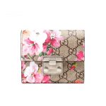 Gucci GG Blooms Supreme Padlock Wallet Antique Rose