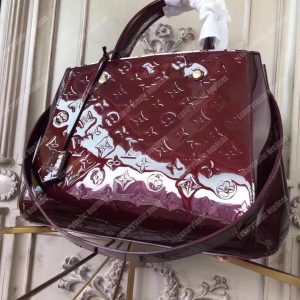 LV Montaigne MM Tote Bag Monogram Vernis Amarante - Image 6