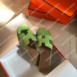 Hermes Oran Sandal Ostrich Leather Green