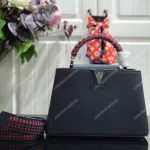 LV Capucine BB Handbag Taurillon Leather Celeste/Pivoine