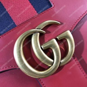 Gucci GG Marmont Stylish Striped Canvas Bag Red - Image 6