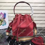 Prada Leather Bucket Bag Red