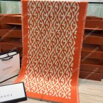 Gucci G Rhombus Lamé Wool Jacquard Stole White Orange