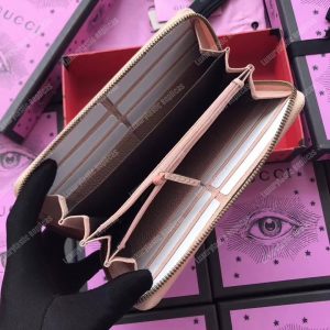 Gucci GG Leather Zip Around Wallet With Butterfly Light Pink - Image 7