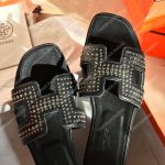 Hermes Oran Sandal Full Stud Black