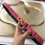 ﻿Salvatore Ferragamo Adjustable and Reversible Gancini Belt Black / Pink