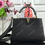 LV Capucine PM Handbag Taurillon Leather Noir/Blanc