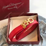 Salvatore Ferragamo Adjustable Gancini Belt Red
