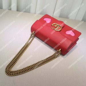 Gucci GG Marmont Leather Shoulder Bag Hearts Red - Image 3
