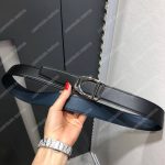 Hermes Etrier Buckle & Reversible Leather Strap 32 mm Noir / Bleu De Prusse