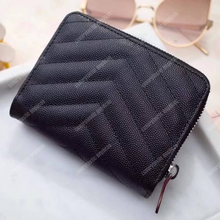 Saint Laurent Compact Zip Around Wallet Black Grain De Poudre - Image 7