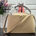 LV Capucines PM Taurillon Leather Python Crème Beige