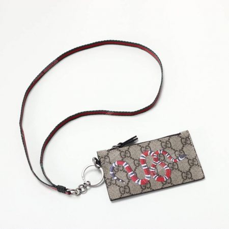 Gucci Kingsnake Print GG Supreme Card Case Keychain Strap - Image 6