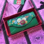 Gucci Embroidered Leather Continental Wallet Green