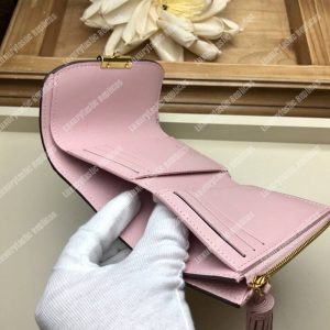 LV Croisette Compact Wallet Damier Ebene canvas w/ grained leather Magnolia - Image 5