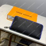 LV Zippy Wallet Vertical Taiga Leather Blue Trim
