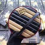 Gucci GG Marmont Mini Round Shoulder Bag Beige Black