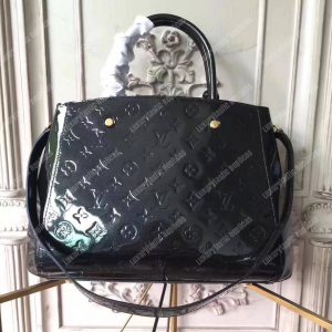 LV Montaigne MM Tote Bag Monogram Vernis Black - Image 4