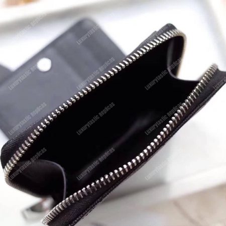 Saint Laurent Compact Zip Around Wallet Black Grain De Poudre - Image 3