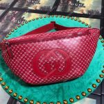 Gucci Gucci-Dapper Dan Belt Bag Hibiscus Red with White GG Pattern
