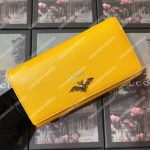 Gucci Garden Leather Continental Wallet Yellow with Bat